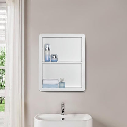 Shower Niche 14x18, Recessed Medicine Cabinet Without Mirror, 304 Stainless Steel Bathroom Storage Cabinet with Shelf, Waterproof Wall Niche for Bathroom in Matte White