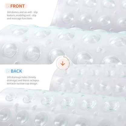 Anti-Slip Bathtub Shower mat, 20.8×20.8（Approximately 53×53cm） inch Soft Oversized Machine Washable Non-Slip Bathtub mat with Drainage Holes, Bathroom Floor Suction Cup.（1-Clear White）