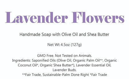 3 Pk Lavender Flowers Organic Soap Bars, Handmade in USA, Natural & Cruelty Free (3 Pack, Lavender Flowers)