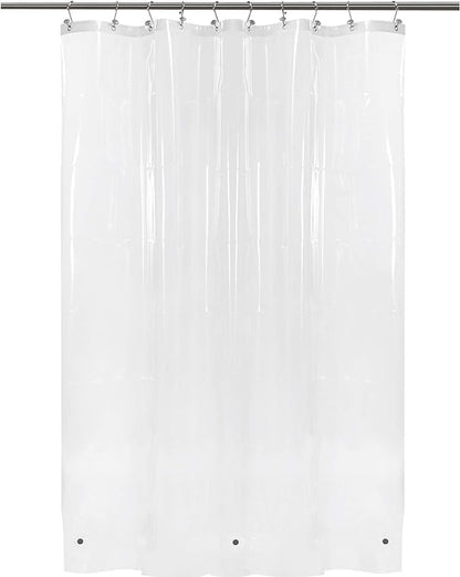 BAROSSA Design 54 inch Wide Stall Shower Curtain Liner with 3 Magnets - PEVA, Waterproof, PVC Free, Metal Grommets, Clear, 54x72