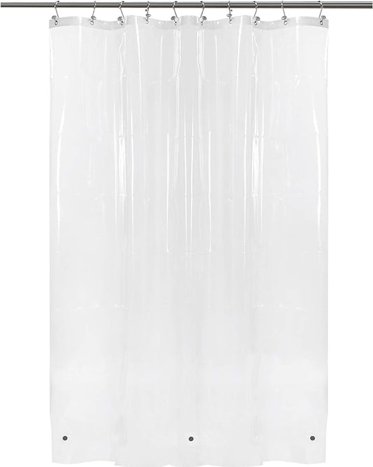 BAROSSA Design 54 inch Wide Stall Shower Curtain Liner with 3 Magnets - PEVA, Waterproof, PVC Free, Metal Grommets, Clear, 54x72