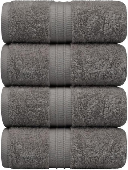Hand Towels Set of 4 - Soft & Thick, Large (16"x 28") 100% Cotton, Luxury, Extra Soft - Versatile, Perfect as Bath and Kitchen Towel, Drying Towels, Wash and Gym Cloths - Gray