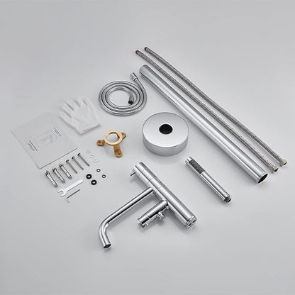 Freestanding Bathtub Faucet Floor Mount Tub Filler Chrome Brass Single Handle Bathroom Faucets with Hand Shower