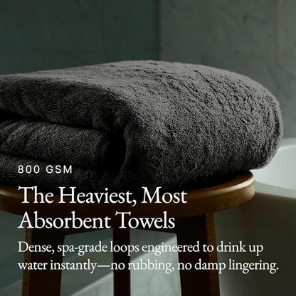 Italic Ultraplush 100% Australian Cotton Towels - Set of 2 Luxury Bath Towels, Quick Dry Plush and Absorbent, Heavy Duty Large Bath Towels, 800GSM Towels for Bathroom & Spa (Charcoal)