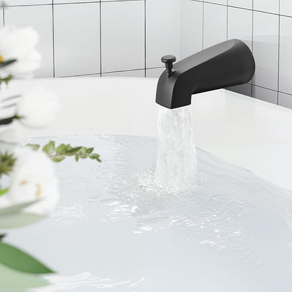 VEVOR Tub and Shower Faucet Set, Complete with 5.1-Inch Rainfall Shower Head and Bathtub Spout, 5-Setting Adjustable Spray, Single-Handle Tub Trim Kit with Brass Pressure Balancing Valve, Matte Black