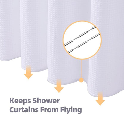 LaCyan 3 in 1 Waterproof Waffle Weave Shower Curtain and Clear Liner Set with 12 Stainless Steel Hooks Double Sided for Bathroom 72 Inches Heavy Duty Polyester Fabric Shower Curtains 72x84