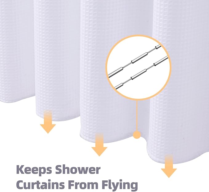 LaCyan 3 in 1 Waterproof Waffle Weave Shower Curtain and Clear Liner Set with 12 Stainless Steel Hooks Double Sided for Bathroom 72 Inches Heavy Duty Polyester Fabric Shower Curtains 72x72