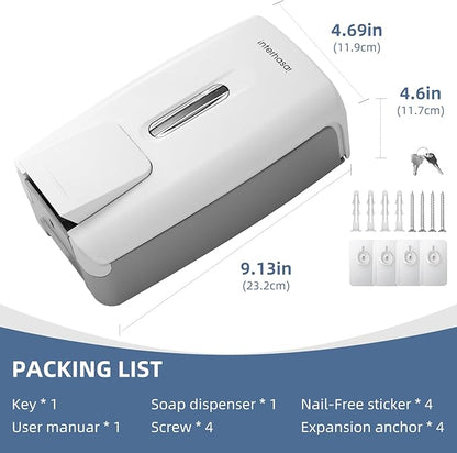 Soap Dispenser Wall Mount 28oz Commercial Hand Soap Dispenser for Bathroom Liquid Gel Hand Sanitizer Dispenser No Drilling White