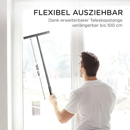 Extendable Shower Squeegee for Glass Doors, Shower Cubicle Squeegee Shower Wiper Window Cleaner Squeegee Shower Silicone, Squeegee Shower with 23.5-97 cm Telescopic Rod