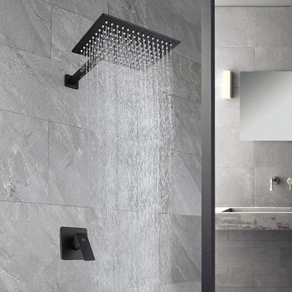 POP SANITARYWARE Matte Black Shower Faucet Set, Bathroom Rainfall Shower System with Stainless Steel Metal Showerhead, Single Function Shower Trim Kit with Rough-in Valve