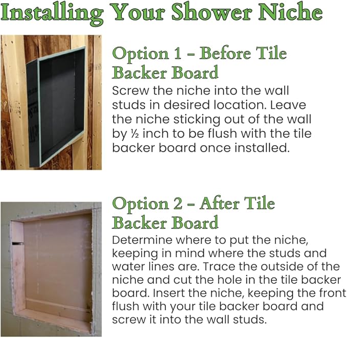 Shower Niche Insert Tile Ready, Recessed Wall Niche, Shower Inserts Kit for Bathroom Wall, Recessed Shelf Insert, Lightweight and Durable, Grid Surface for Easy Tile Application, Square, 14x14 Inches
