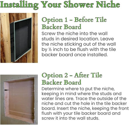Shower Niche Insert Tile Ready, Recessed Wall Niche, Shower Inserts Kit for Bathroom Wall, Recessed Shelf Insert, Lightweight and Durable, Grid Surface for Easy Tile Application, Square, 14x14 Inches