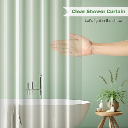 UFRIDAY Clear Shower Curtain Liner, PEVA Bathroom Curtain Liner with 5 Magnets, Waterproof Transparent Curtain for Bathroomfor Home or Hotel, 72 x 72 Inches