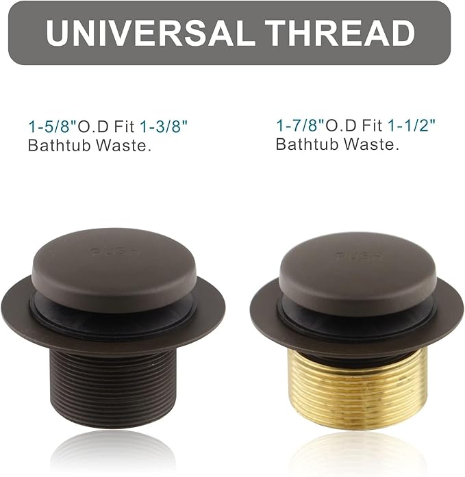 Bronze Bathtub Drain Tip-Toe Single Hole,Welsan Tub Drain Trim Set Conversion Kit Assembly, Coarse Thread Replacement Trim Kit with 1-Hole Overflow Faceplate Includes Adapter, Oil Rubber Bronze(ORB)