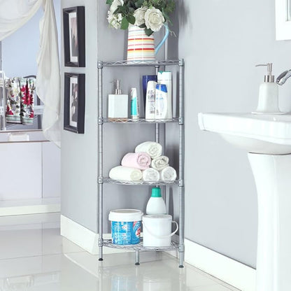 4 Tier Storage Racks Shelving, Heavy Steel Pantry Shelves, Adjustable Wire Shelving Rack, Suitable for Garage, Kitchens, Offices, 12" W x 12" D x 36" H, Silver