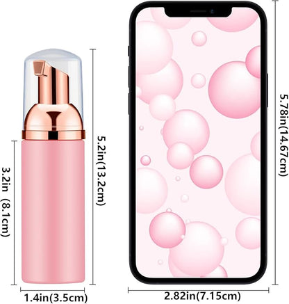 2 Oz Empty Foam Pump Bottle (12PCS) Travel Foaming Soap Dispenser for Hand Soap, Lash Shampoo Cleanser (Pink&Rose Gold)