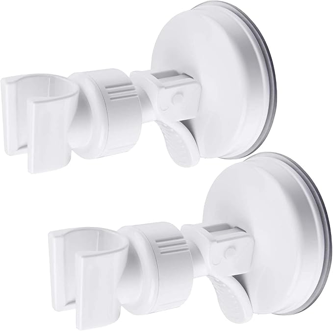 Adjustable Shower Head Holder, Bathroom Suction Cup Handheld Shower Head Bracket, Removable Handheld Showerhead & Wall Mounted Suction Bracket (White)