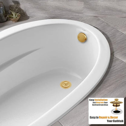 Artiwell Bath Tub Drain Trim Set Conversion Kit Assembly, With Easy Installation Lift and Turn Twist Bathdrain Stopper and Two Holes Tub Drain Overflow Faceplate,Fit Most Bath Drains, Champagne Bronze