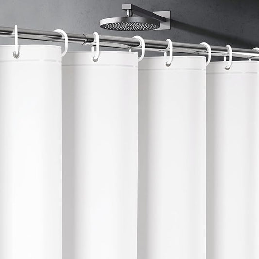 UFRIDAY White Long Shower Curtain Liner 72 x78 inch Premium PEVA,Heavy Duty Shower Curtain with 3 Weighted Magnets, Plastic Waterproof Bath Curtains with 12 Hooks