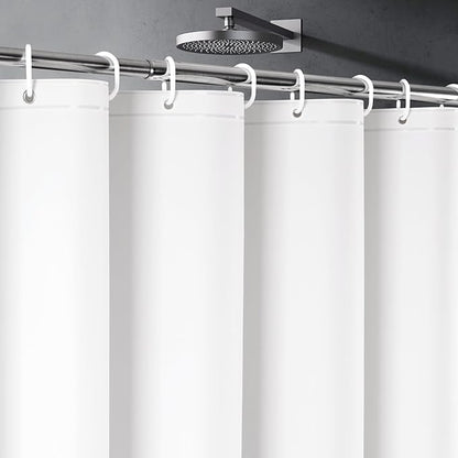 UFRIDAY White Shower Curtain Liner Premium PEVA, Shower Curtain with 3 Magnets, Metal Grommets, White, Standard Size 48x78 inch