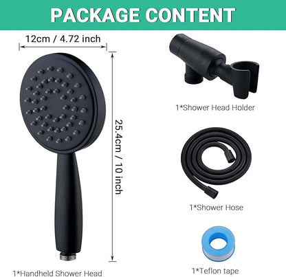 All Metal Hand Held Shower Head with 70 Inches Hose and Holder, Made with Stainless Steel and Brass, High Pressure Handheld Showerhead, Adjustable Bracket，Extra Long Flexible Hose (Matte Black)