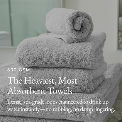 Italic Ultraplush 100% Australian Cotton Towels - Set of 2 Luxury Bath Towels, Quick Dry Plush and Absorbent, Heavy Duty Large Bath Towels, 800GSM Towels for Bathroom & Spa (Light Gray)