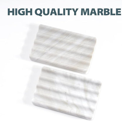 Soap Holder, Marble Soap Dish for Shower, Bar Soaps Holder with Water Ripple Design, Easy Cleaning Soaps Saver for Kitchen Sink，Bathroom, Executive Greek Natural Stone Tray(Agiax)