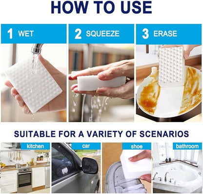 10 Pack Magic Sponge Eraser 2X Thick and Long Lasting Melamine Cleaning Sponges in Bulk - Multi Surface Scrubber Foam Cleaning Pads - Bathtub, Floor, Baseboard, Bathroom, Wall Cleaner (3.9*2.4*0.8in)