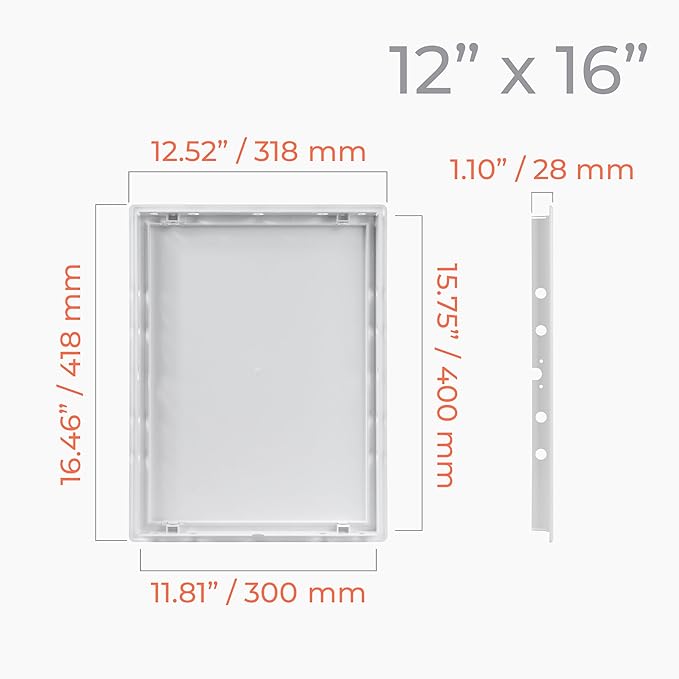 12x16 Inch White Access Panel – ABS Plastic Rectangular Wall & Ceiling Access Door for Plumbing Electrical HVAC – Easy Install Indoor Panel for Drywall, Home Improvement and Maintenance