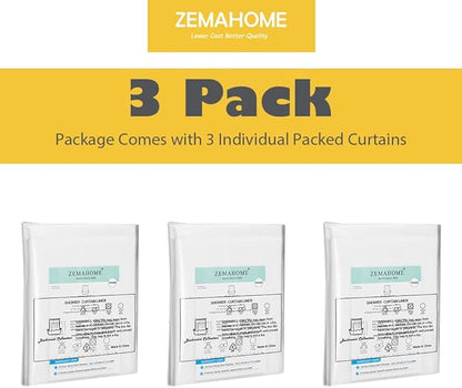 3 Pack PEVA Plastic Shower Curtain Liner Premium Light Weight 72" x 72" Clear Bathroom Shower Showroom Curtain Liner with Rustproof Metal Gromments and Weighted Magnet