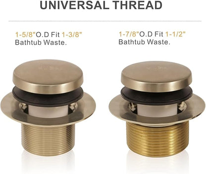 Tip Toe Bathtub Tub Drain Conversion Kit Assembly, Wellup Tub Drains Trim Kit with Two Hole Overflow Faceplate, Gold Brushed Brass