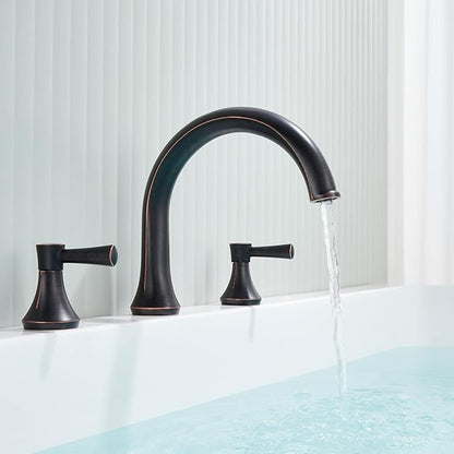 Roman Tub Faucet Deck Mount Tub Filler 2 Handles Oil Rubbed Bronze Bathtub Faucet Brass Bathroom Faucet