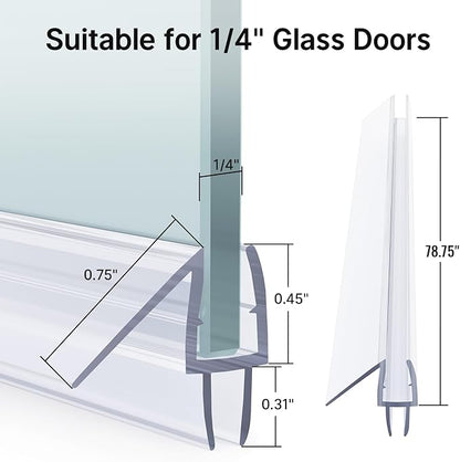 AmazerBath Shower Door Bottom Seal 39 inch (Set of 2) - Suitable for 1/4 Inch Glass, Frameless Glass Seal Strip Shower Door Sweep