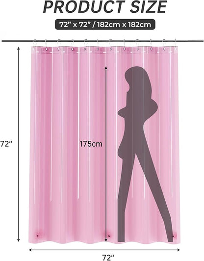 AmazerBath Shower Curtain Liner, 72x72 Transparent Hot Pink Shower Liner, Lightweight Plastic Shower Curtain Liners, Cute Waterproof Shower Liner for Bathroom with 3 Magnets & 12 Grommet Holes