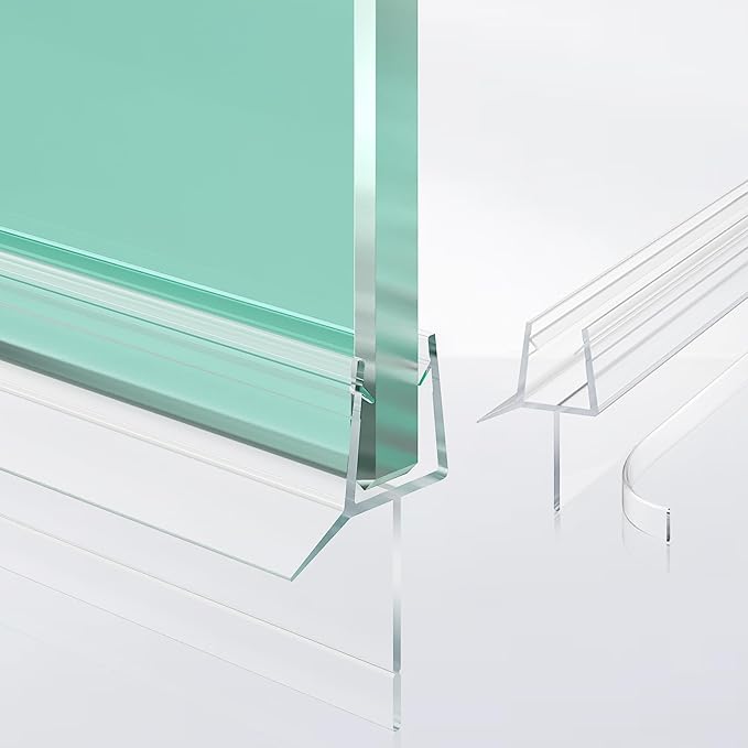 2-Pack Frameless Shower Door Bottom Seal (3/8" X 36") Clear Glass Seal Strip Shower Door Sweep - Stop Shower Leaks