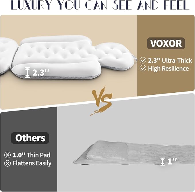 Full Body Bath Pillow for Bathtub, Thick Bathtub Cushion with Laundry Bag, Luxury Tub Pillow for Bath for Headrest Neck and Back Support White 51" x 16"