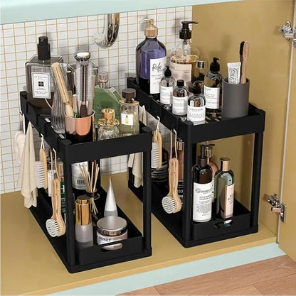 Over Sink Shelf Organizer 1pack, Black - Space Saving Sink Shelf Rack, No Drill Easy Installation, Heavy Duty Rustproof for Kitchen Bathroom Storage Accessories