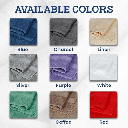 Casa Lino 100% Cotton Bath Towels Set of 4 (1 Bath Towel, 1 Hand Towel & 2 Wash Cloths) - Bathroom Towels and Washcloths Set - Complete Bathroom Set - Guest Room Essentials - (Green)