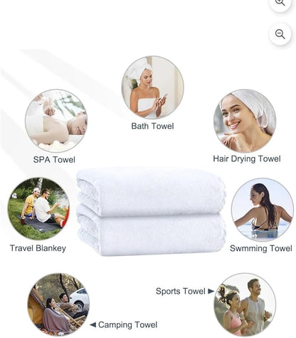 White Beautiful Comfortable Cotton Bath Towels, (54x27) 137.16 cm x 68.58 cm, White, Hair, Face. Body Design, Premium Bathroom Collection