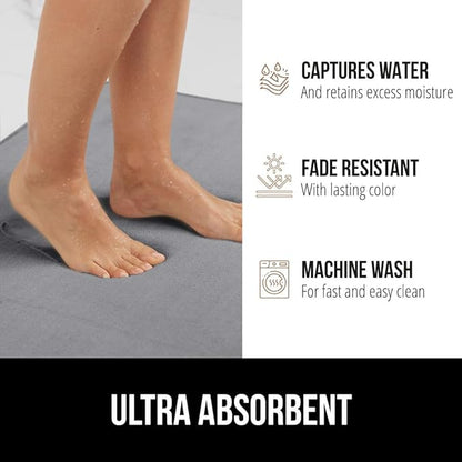 GORILLA GRIP Thick Memory Foam Toilet Rug for Bathroom, U Shaped Washable, Soft Absorbent Velvet Topside Floor Mats, Machine Wash, Cushioned Luxury Rugs for Bath Room, 22.5x19.5, Graphite Gray