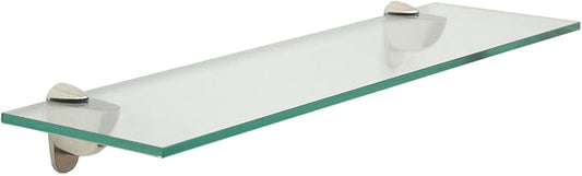 Spancraft Glass H-10x30-Brushed Steel Heron Glass Shelf, Brushed Steel, 10" x 30"