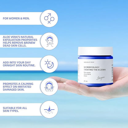 Crogooe Natural Soothing Eczema Cream With Sea Moss Aloe Vera Oats for Multiple Skin Types Comfort Moisture Hydrate Eczema Cream for Dry Skin 4FL Oz