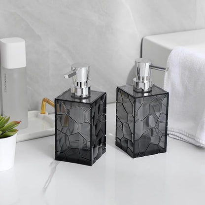 Hand Soap Dispenser, Clear Acrylic Plastic Liquid Pump Bottles Refillable Lotion Dispenser for Bathroom Decor Kitchen College Dorm, Grey