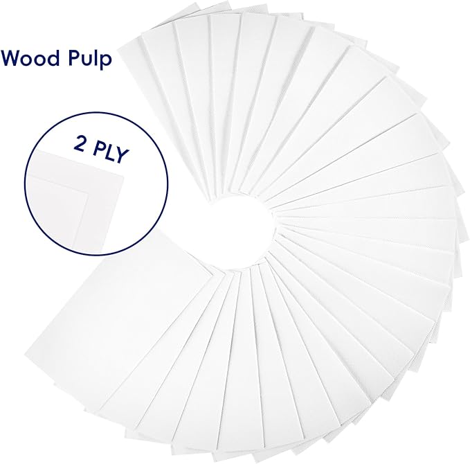 JOLLY CHEF 200 Pack Disposable Paper Napkins, Soft Bathroom Napkins for Guests, 2-Ply White Paper Hand Towels for Halloween, Wedding, Thanksgiving