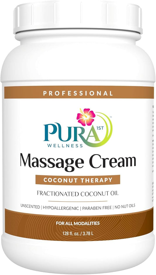 Coconut Therapy Massage Cream, Coconut Massage, Professional Deep Tissue Therapy, Unscented, Recovery, 128oz