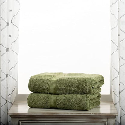 BLUENILEMILLS Premium Towel Collection, Egyptian Cotton Towels for Shower and Bathroom Assorted 2-Piece Towel Set, 30" x 55", Forest Green by Blue Nile Mills