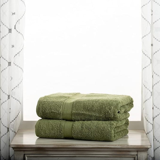 BLUENILEMILLS Premium Towel Collection, Egyptian Cotton Towels for Shower and Bathroom Assorted 2-Piece Towel Set, 30" x 55", Forest Green by Blue Nile Mills