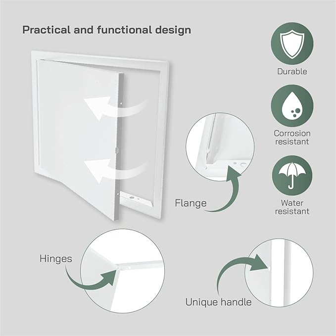 Vent Systems 16" x 12" Inch White Galvanized Steel Access Panel – Durable Access Door for Drywall, Wall or Ceiling – Easy Service Panel for Plumbing, Electrical, HVAC, and Maintenance Openings
