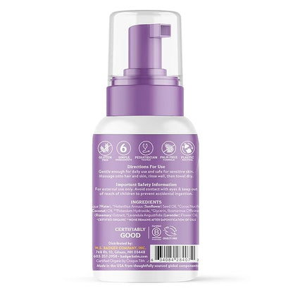 Badger Foaming Baby Shampoo and Body Wash, Gentle Organic Baby Wash w/Mild Calming Scent of Lavender, Long Lasting Foam & Easy to Use Sustainable Bottle, 10 fl oz, 2-Pack