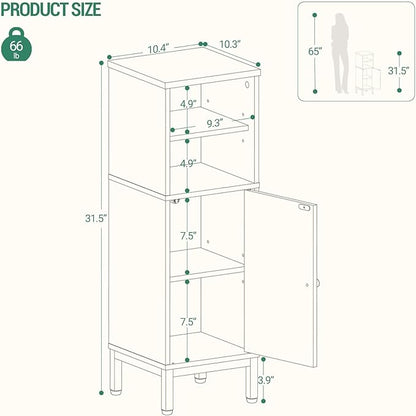 Bathroom Storage Cabinet, Corner Floor Cabinet with Shelves, Customized Door Opening Direction, Bathroom Organizer with Adjustable Shelf for Kitchen, Living, Toilet Paper Cabinet, White